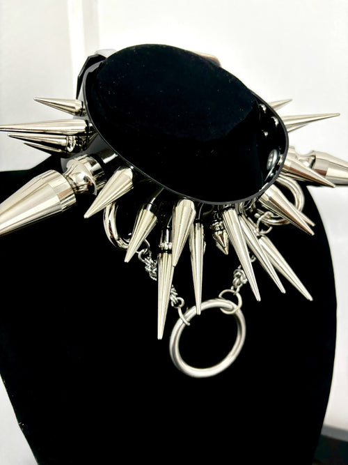 "Midnight Bloom" Handmade Gothic Punk Metal Spiked Choker | Halloween Festival Alt Necklace