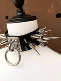 "Horned Rhino" Handmade Gothic Punk Metal Spiked O-Ring Patent Leather Choker Necklace