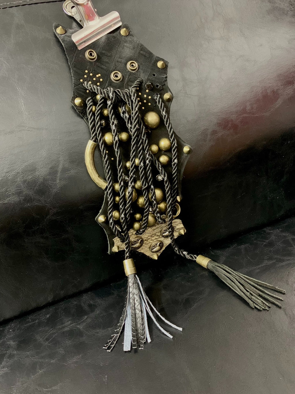 Pirate Tribe Gothic Punk Leather Cuff – Post-Apocalyptic Snake Pattern Studded Bracelet Wristband Jewelry