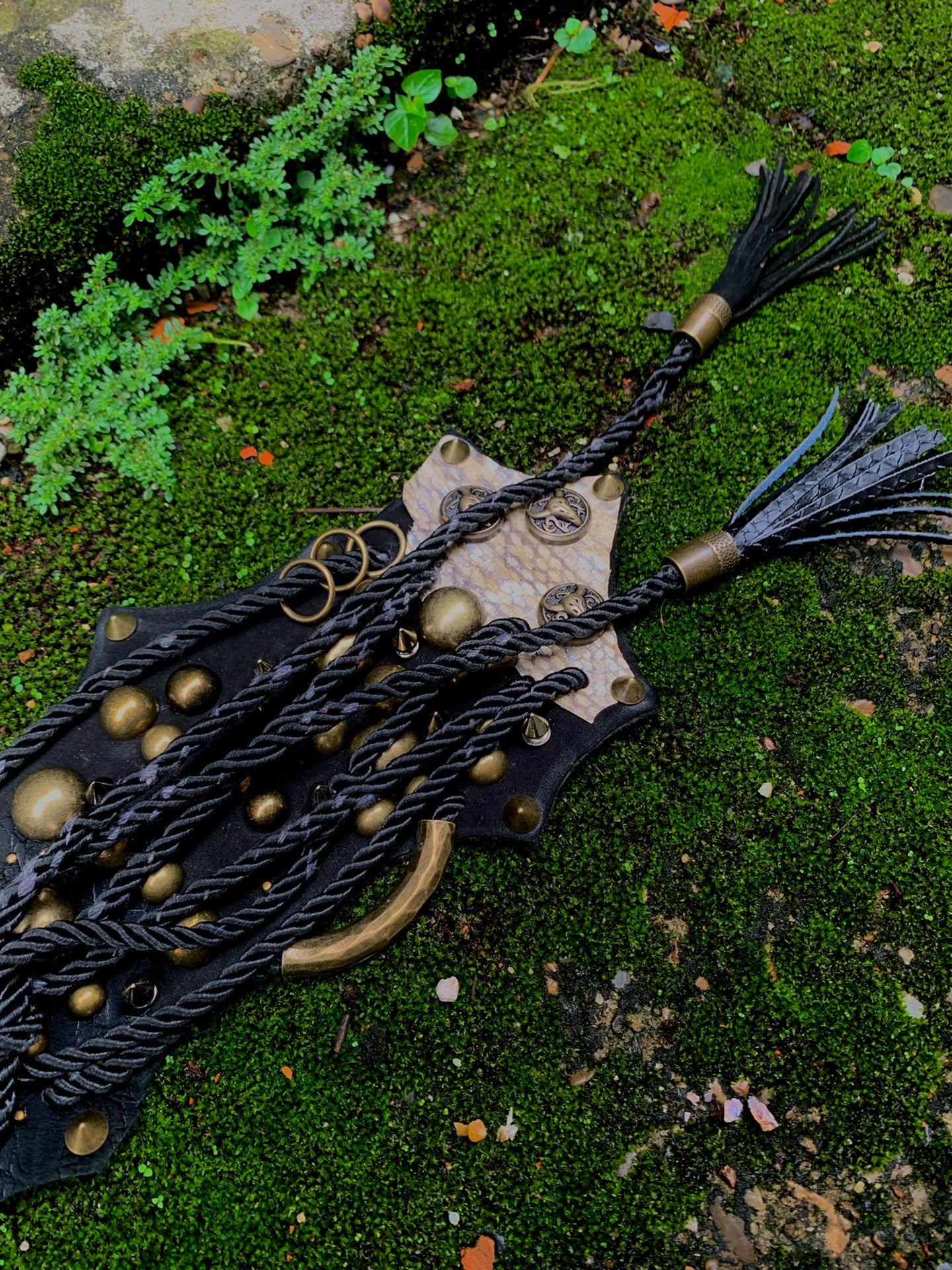 Pirate Tribe Gothic Punk Leather Cuff – Post-Apocalyptic Snake Pattern Studded Bracelet Wristband Jewelry