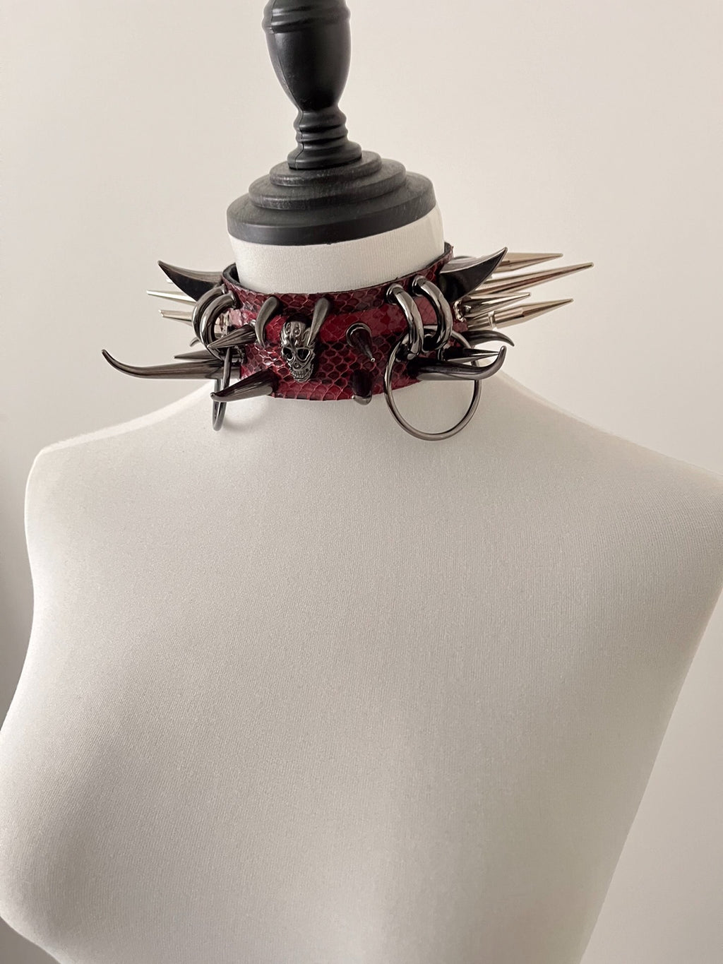 Venom Fang Snake Leather Gothic Punk Studded Choker Necklace