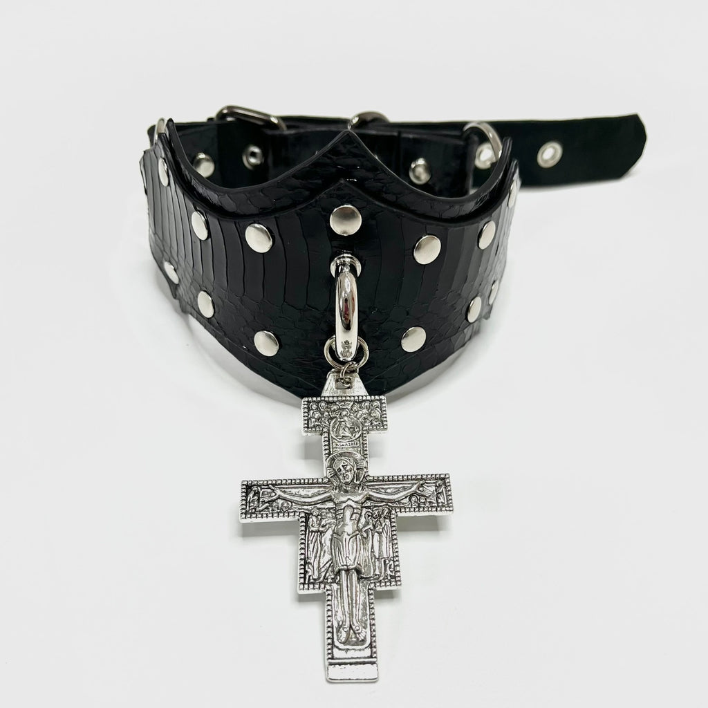 Oracle Feather Choker – Gothic Punk Snakeskin Metal Statement Necklace