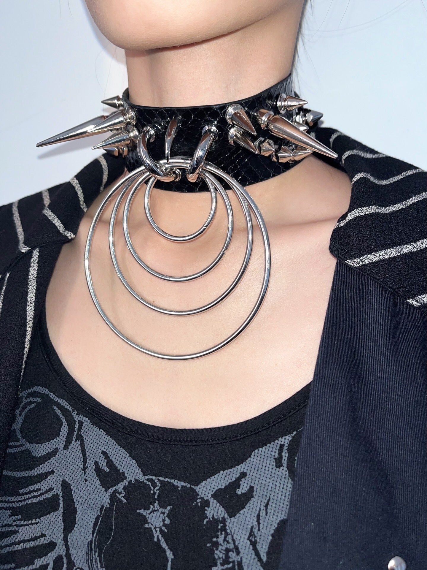 Covenant Gothic Punk Snakeskin Studded Choker Necklace