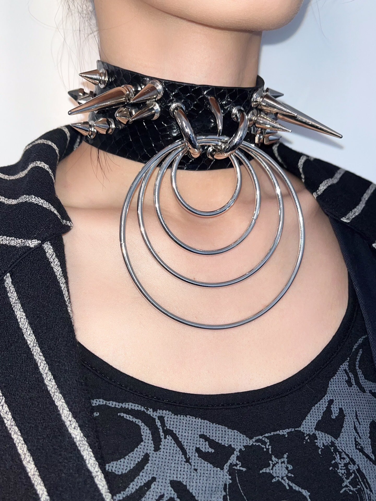 Covenant Gothic Punk Snakeskin Studded Choker Necklace