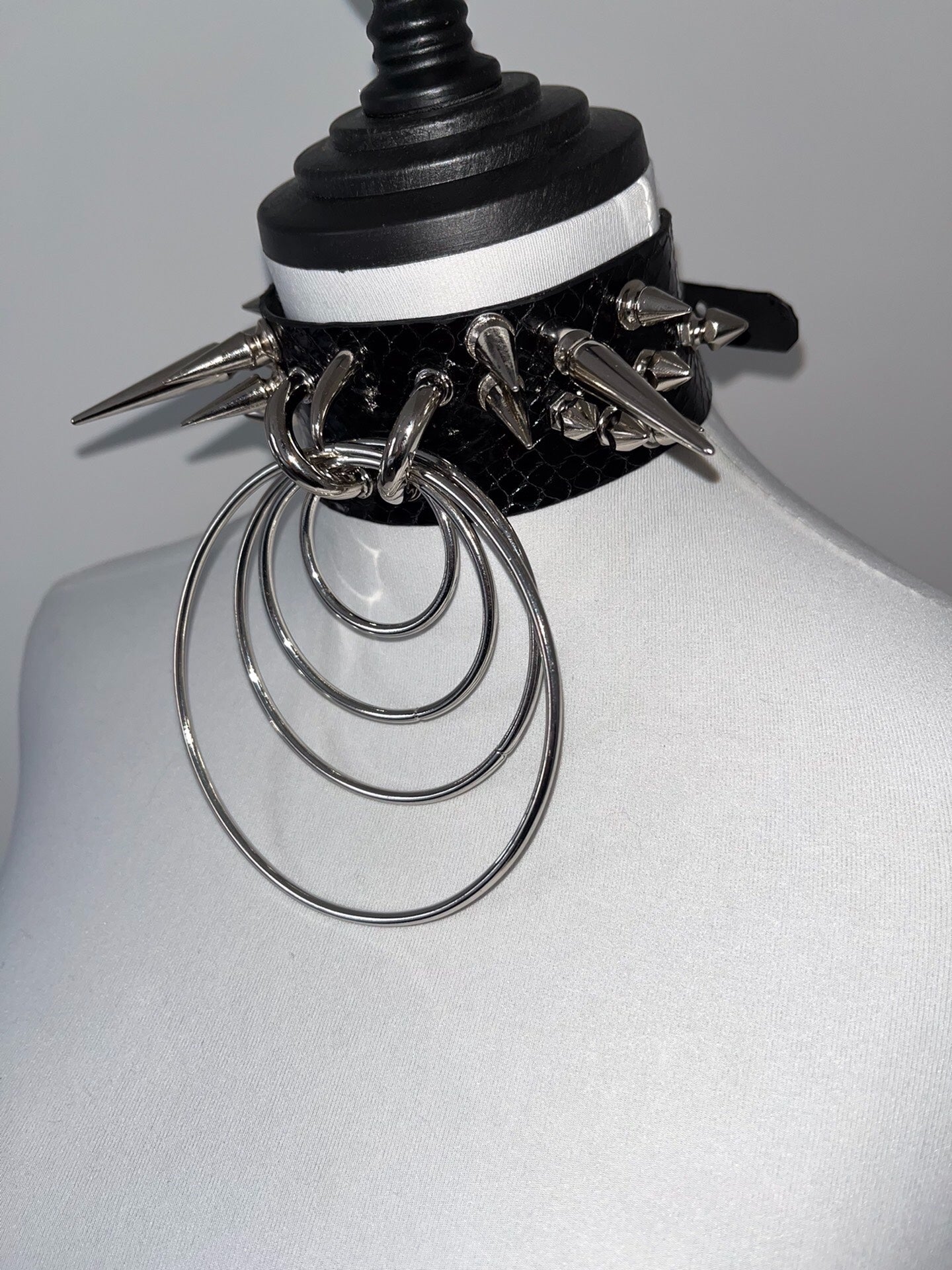 Covenant Gothic Punk Snakeskin Studded Choker Necklace