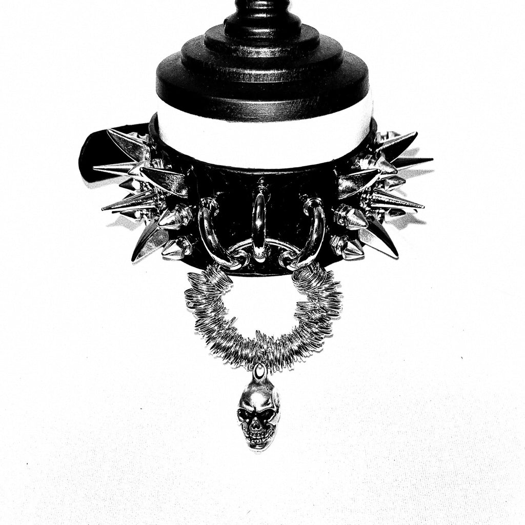 【Mockery】Rock Gothic Punk Visual Heavy Metal Snake Pattern Studded Choker Necklace