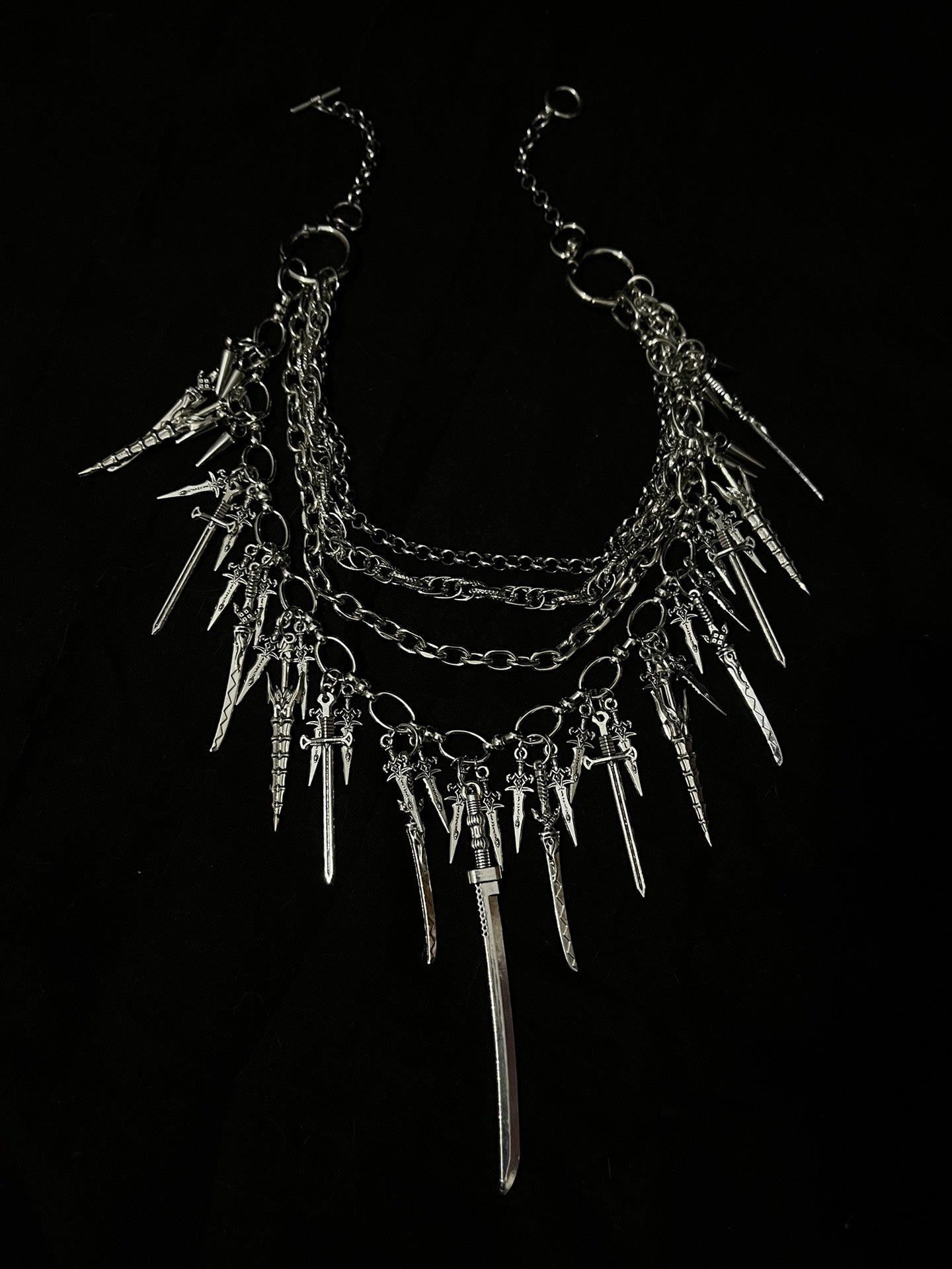 Visual Kei Rock Gothic Punk Subculture Heavy Metal Sword Necklace Choker - Unique Vintage Piece