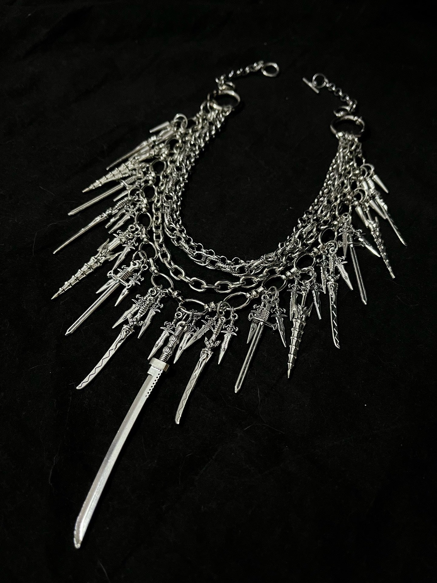 Visual Kei Rock Gothic Punk Subculture Heavy Metal Sword Necklace Choker - Unique Vintage Piece