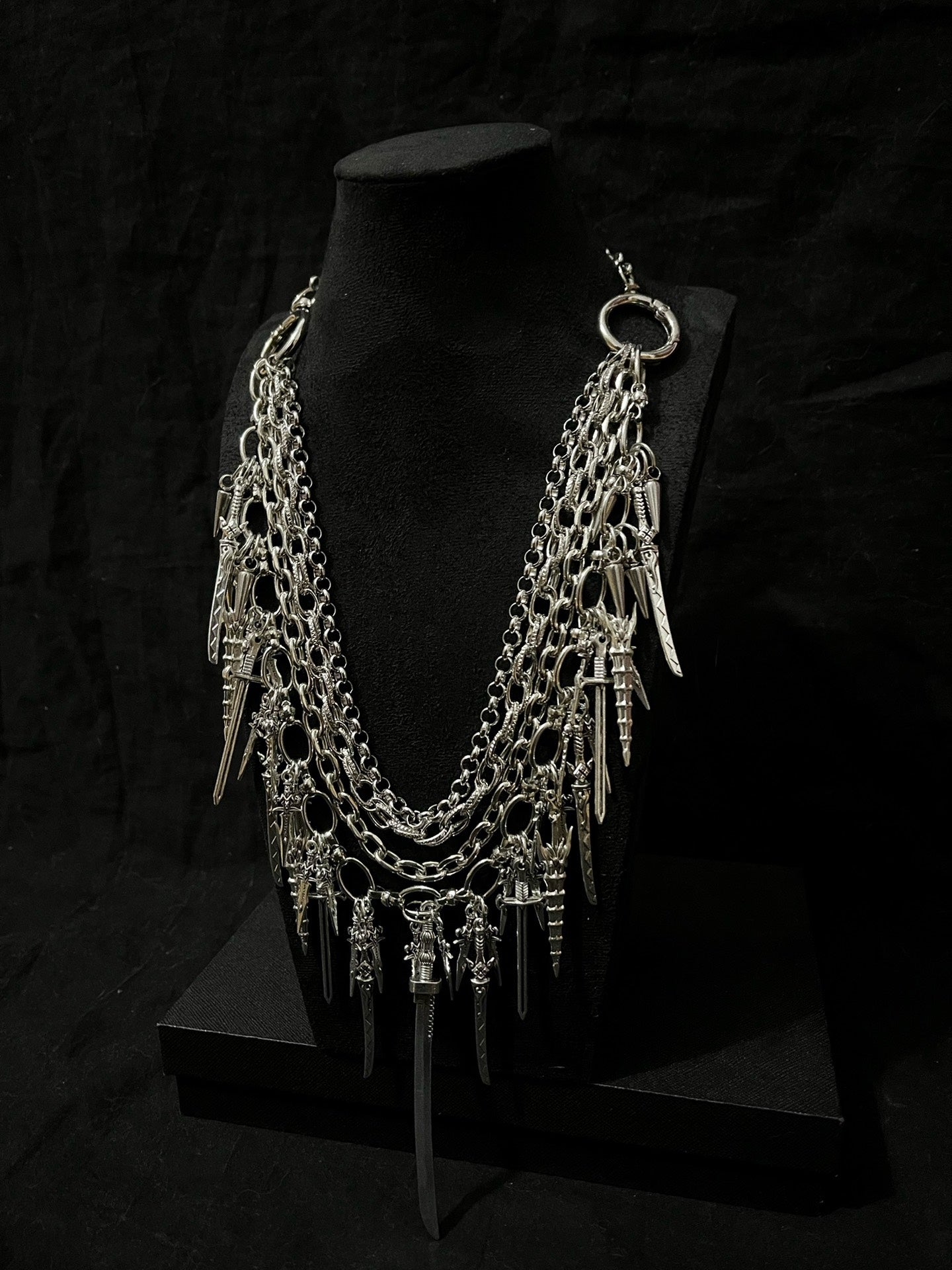 Visual Kei Rock Gothic Punk Subculture Heavy Metal Sword Necklace Choker - Unique Vintage Piece