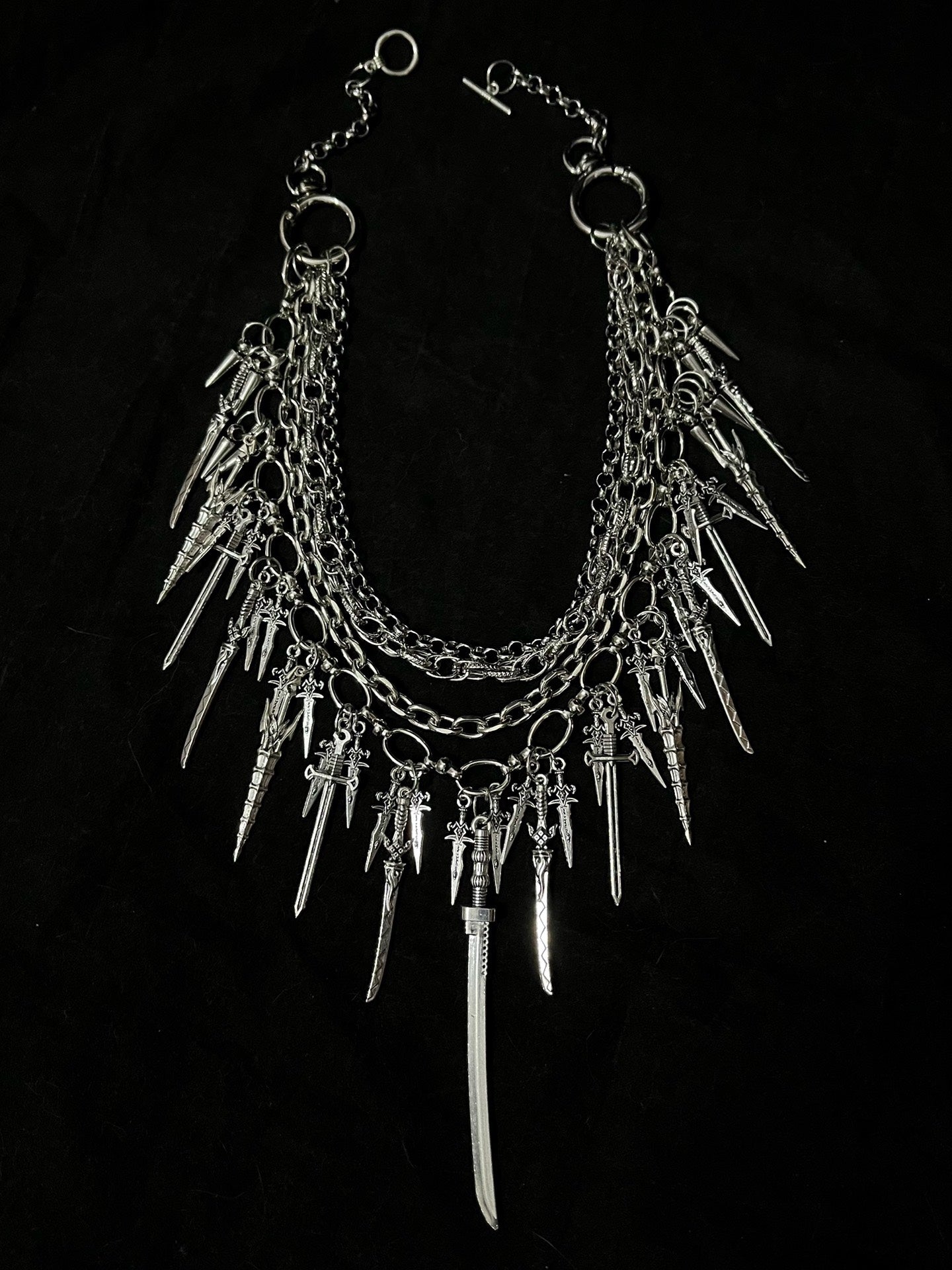 Visual Kei Rock Gothic Punk Subculture Heavy Metal Sword Necklace Choker - Unique Vintage Piece