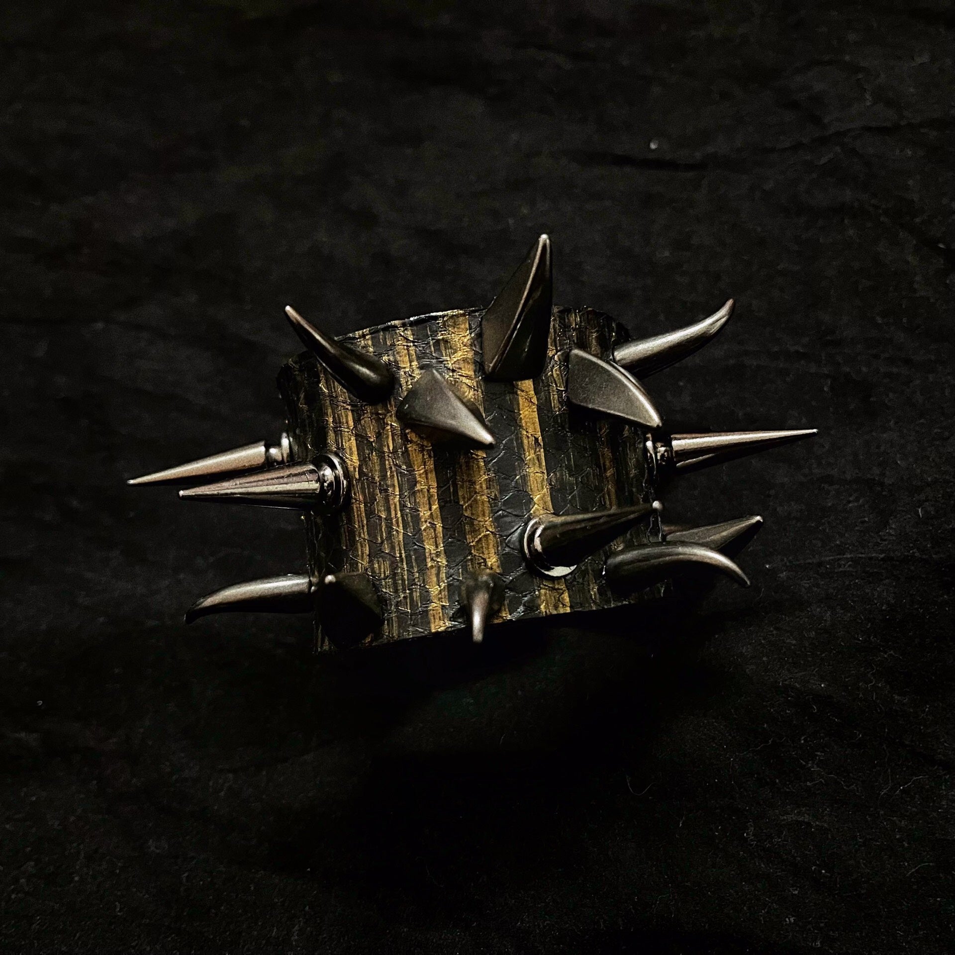 Rock Gothic Punk Snake Print Studded Metal Bracelet | Heavy Metal Choker