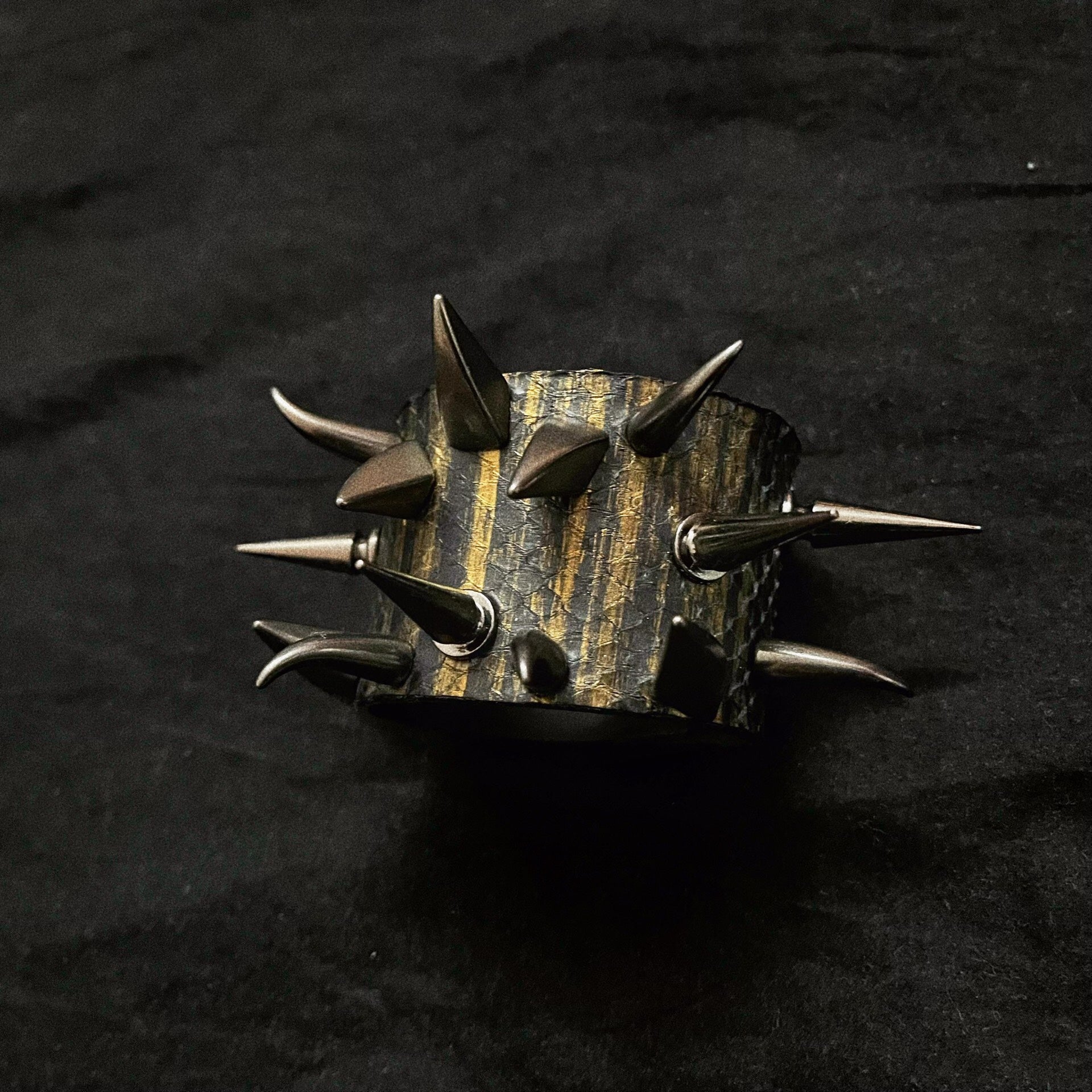 Rock Gothic Punk Snake Print Studded Metal Bracelet | Heavy Metal Choker