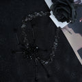 Y2K Gothic Black Beaded Spider Web Choker Necklace