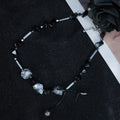 Y2K Gothic Silver & Black Stone Chain Necklace with Charms