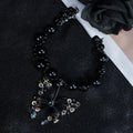 Y2K Gothic Black Pearl Bow Choker – Dark Aesthetic Necklace with Butterfly Pendant