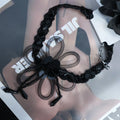 Y2K Gothic Black Mesh Flower Necklace – Beaded Lace Choker with Sequin Bloom Details