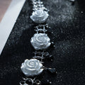 Collana girocollo con rosa gotica Y2K – Collana con fiore di rosa bianca