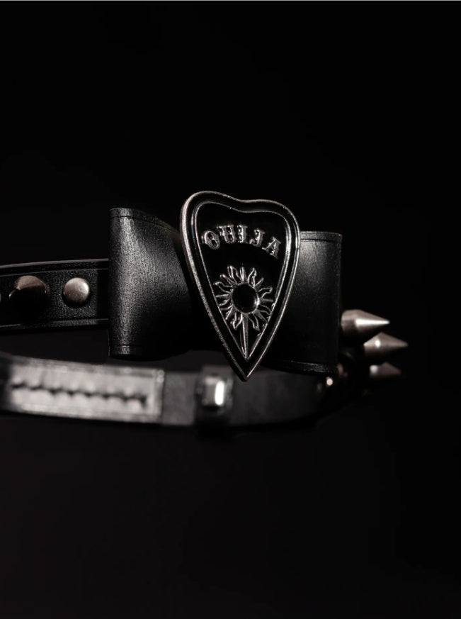 Handmade Italian Buttero Leather "Ouija Eye" Choker - Gothic Punk Rivet Collar (Blackened Sweetheart Series)