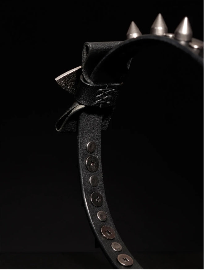 Handmade Italian Buttero Leather "Ouija Eye" Choker - Gothic Punk Rivet Collar (Blackened Sweetheart Series)