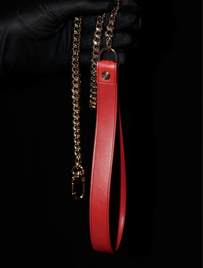 Handmade Italian Buttero Leather "Spike Trap" Cat Paw Choker - Black & Red Punk Spiked Collar