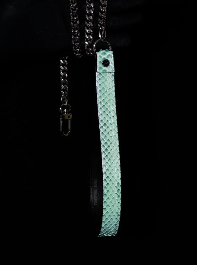 Handmade Real Snake Skin Choker - Iridescent Mint Green & Purple Polarized Leather Collar (Original Design)