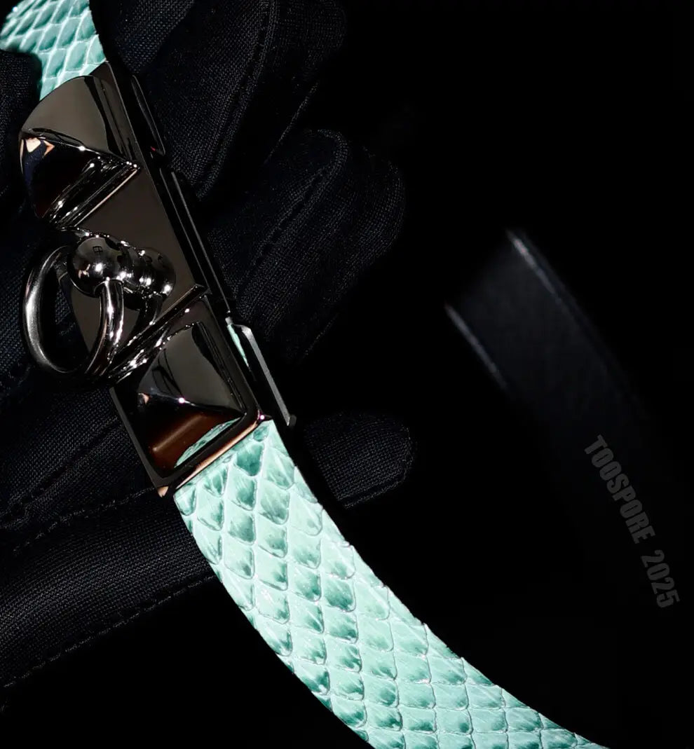 Handmade Real Snake Skin Choker - Iridescent Mint Green & Purple Polarized Leather Collar (Original Design)