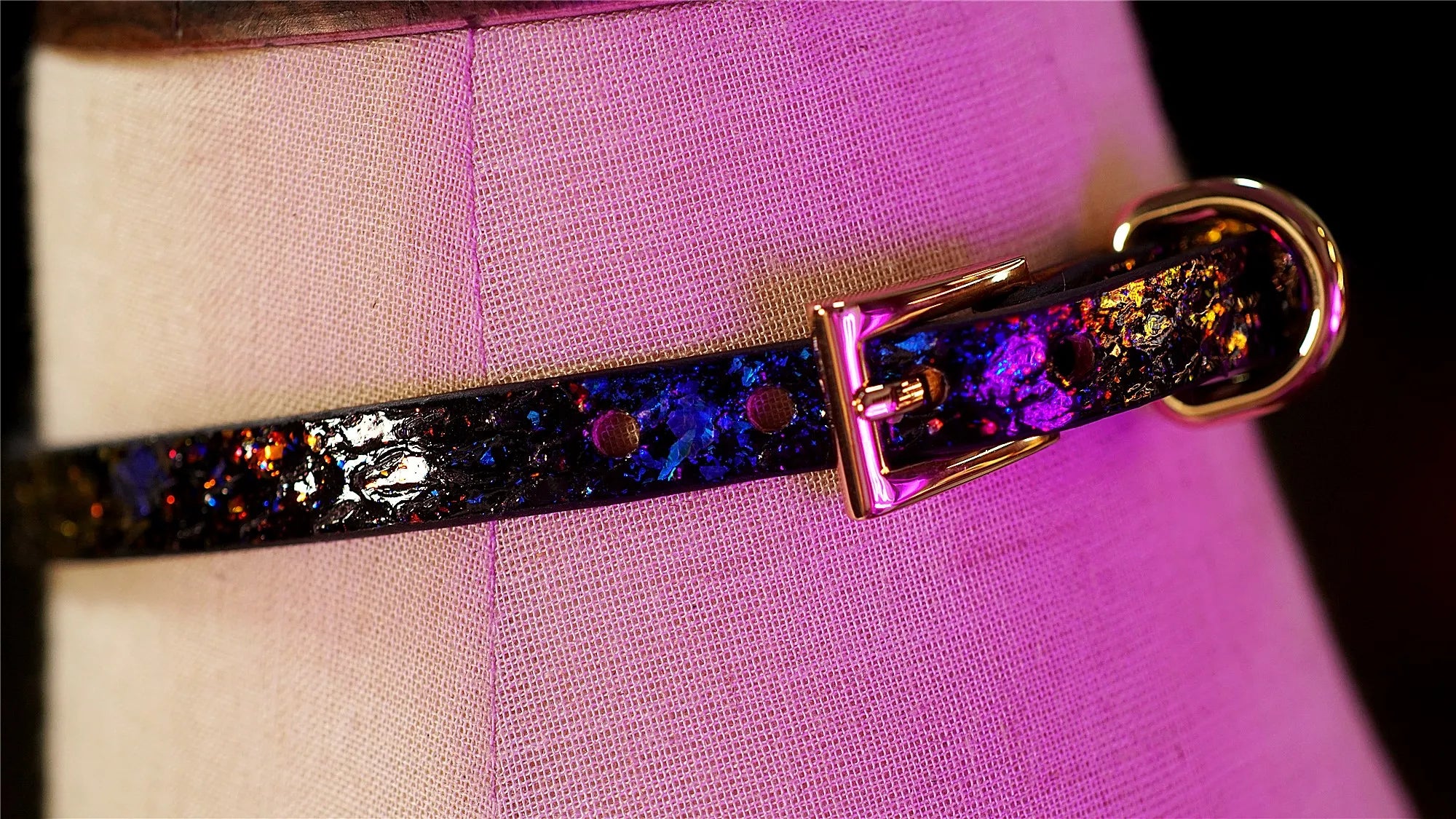 Luxury Python Leather Choker with Gold Hardware – Minimalist Adjustable Snake Skin Necklace