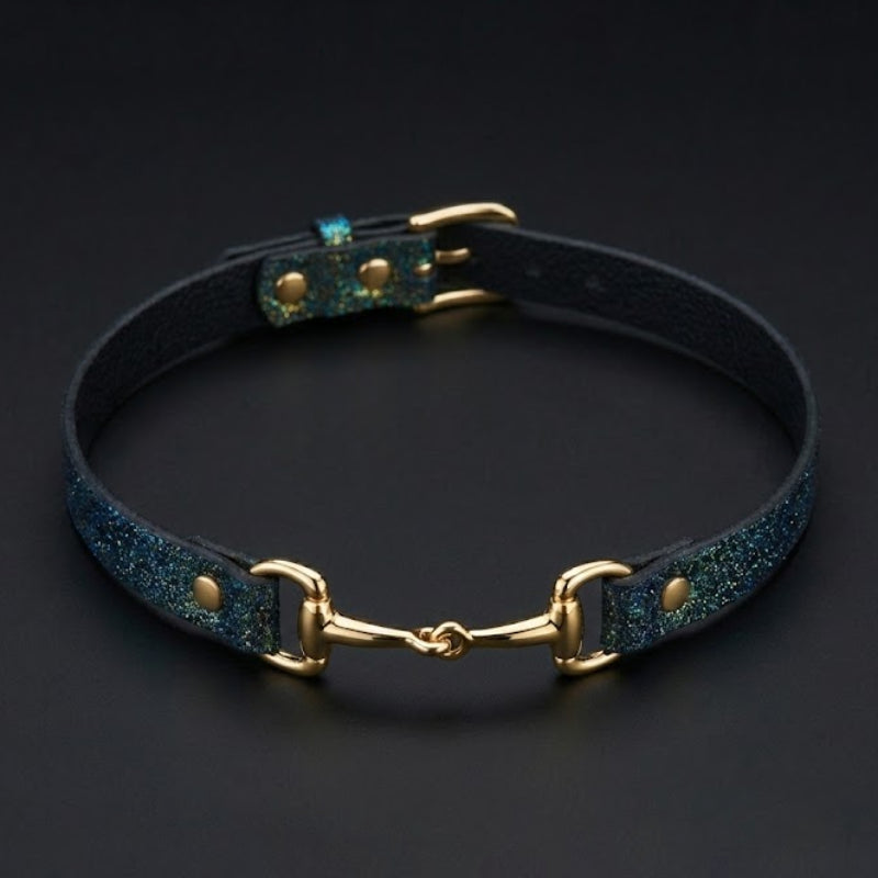 Luxury Python Leather Choker with Gold Hardware – Minimalist Adjustable Snake Skin Necklace