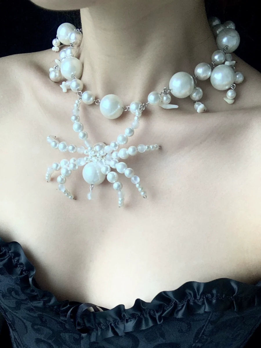 Beads Spider Necklace Dark Gothic Punk Handmade