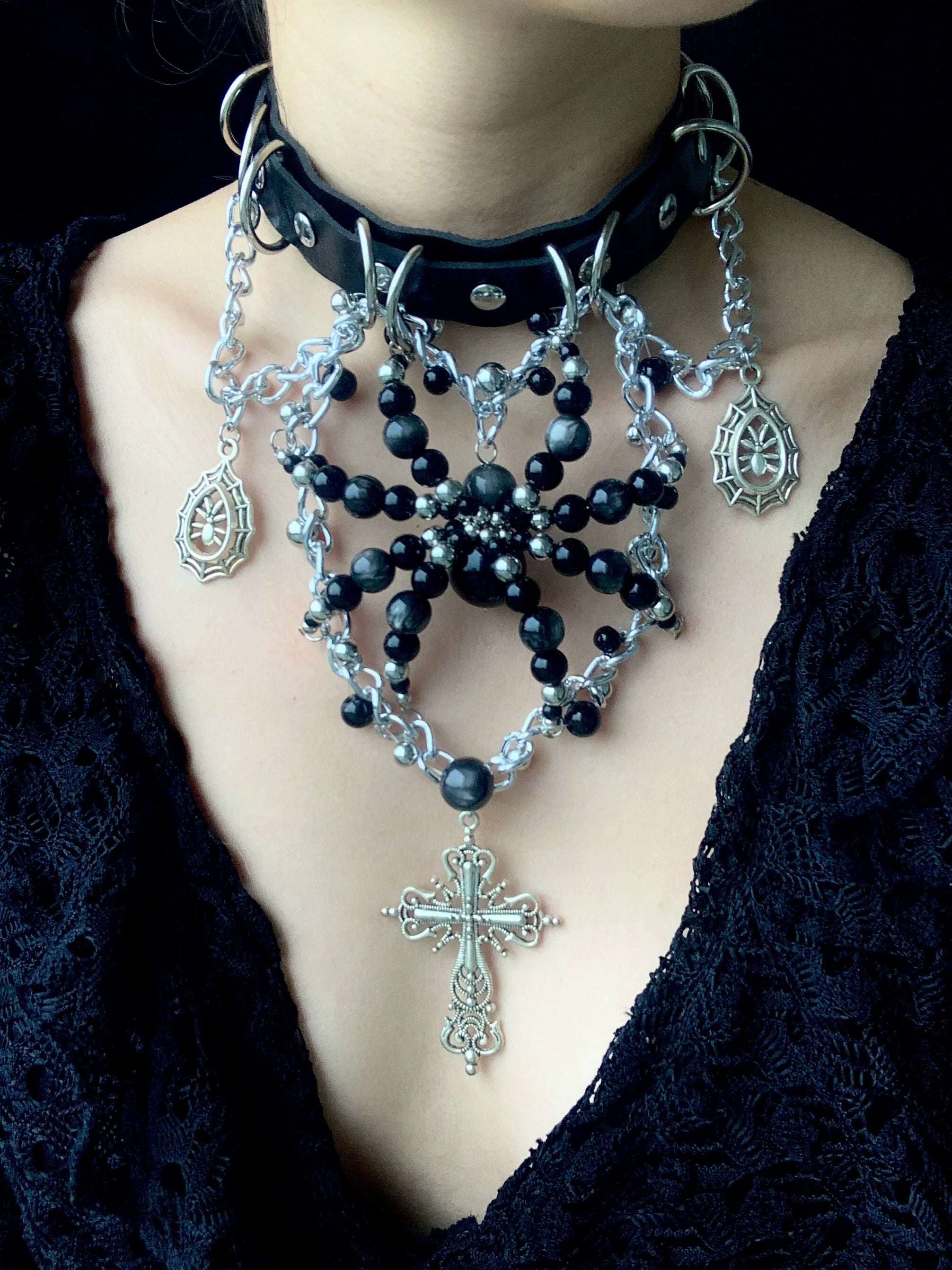 Night Spirit Spider Necklace Collar Dark Punk Gothic Choker