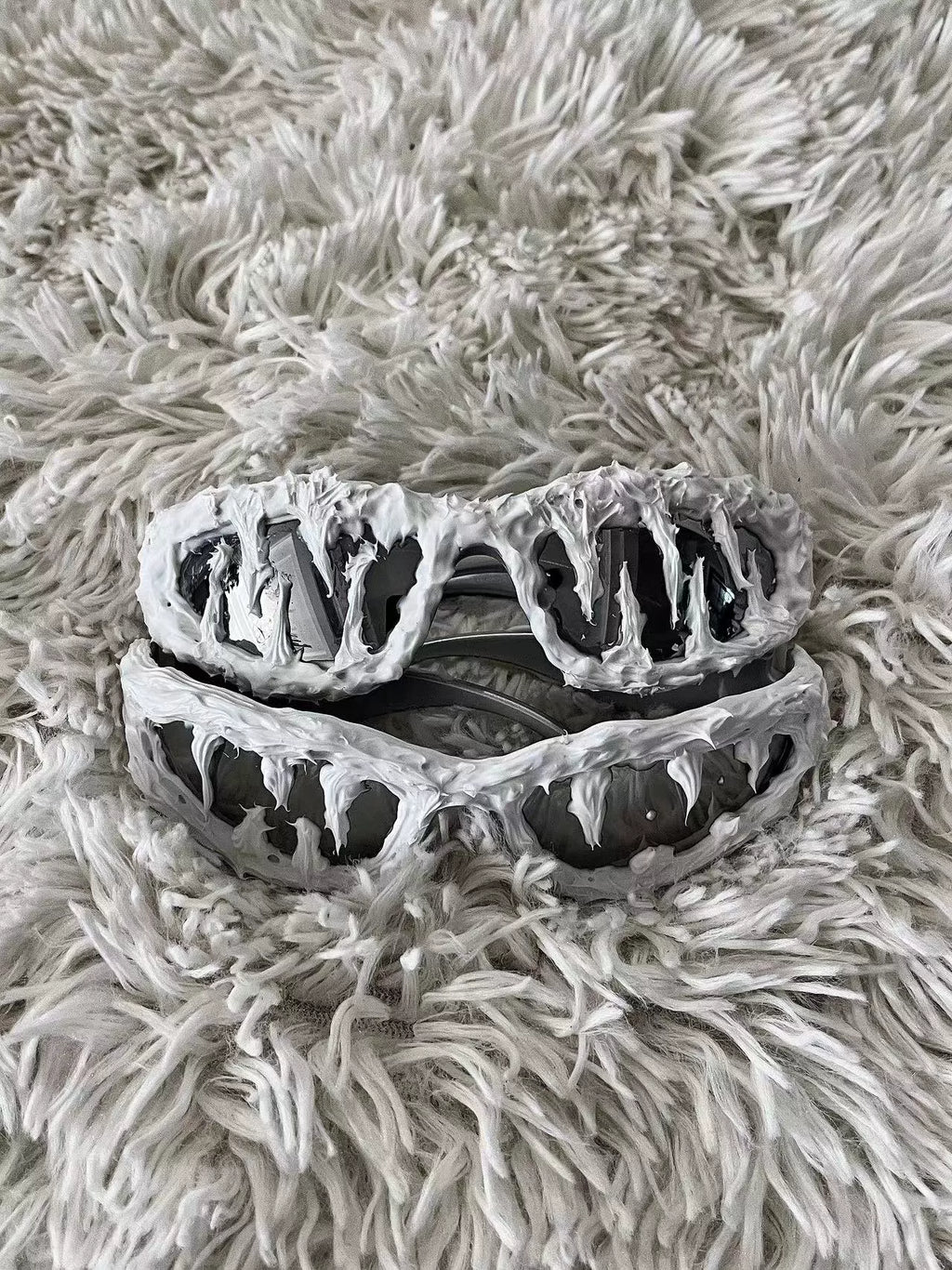 "Polar White" Y2K Streetwear Handmade Resin Drip Sunglasses Gothic Cyberpunk Statement