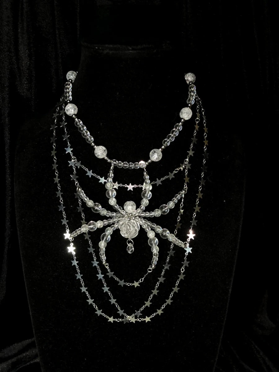 Silver Star Spider Necklace Dark Gothic Punk Handmade
