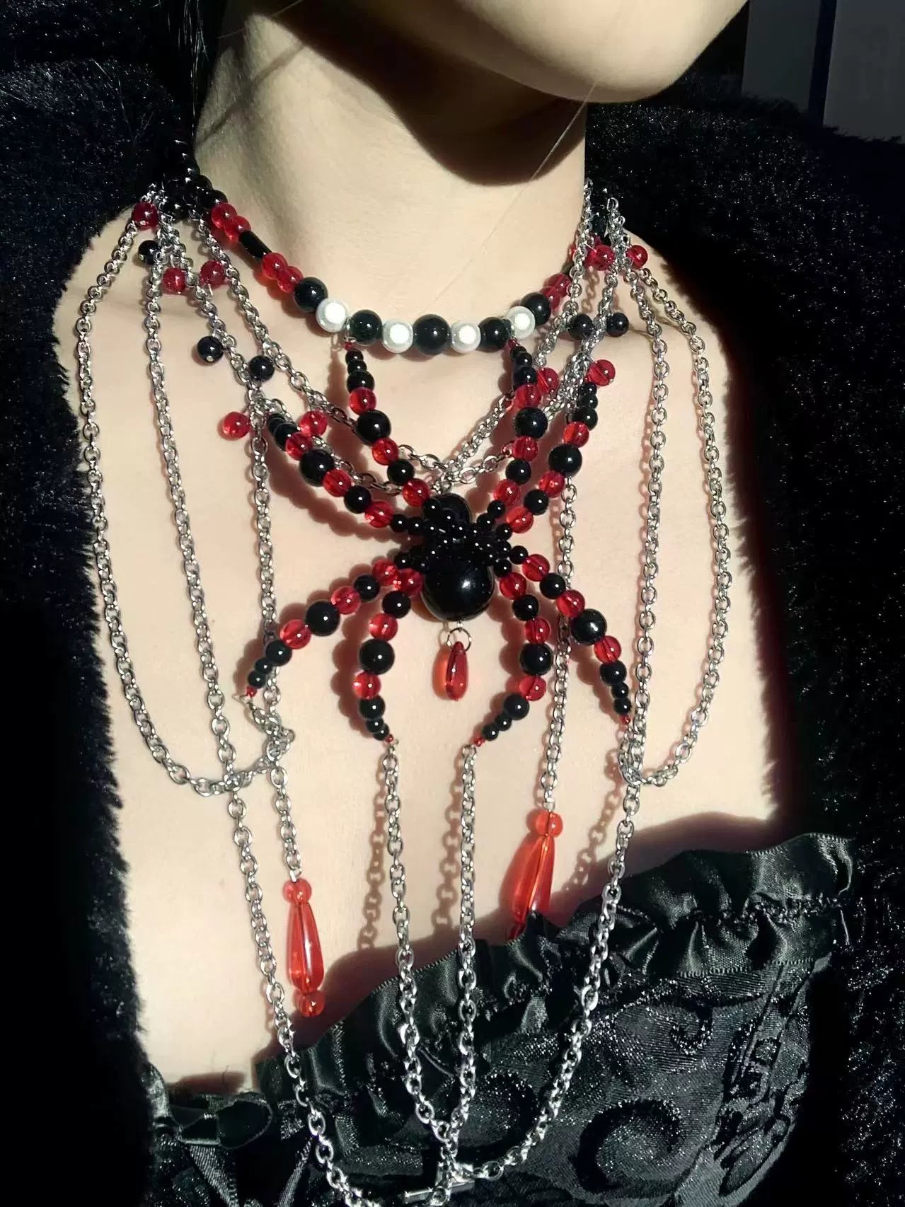 Entrenched Spider Necklace Dark Gothic Punk Handmade