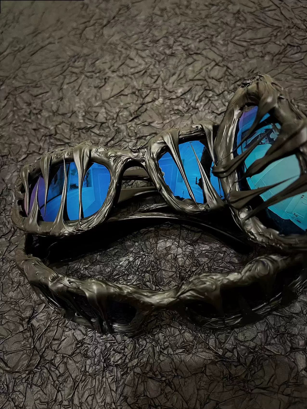 "Eternal Night Ice" Y2K Streetwear Handmade Resin Drip Sunglasses Gothic Cyberpunk Statement