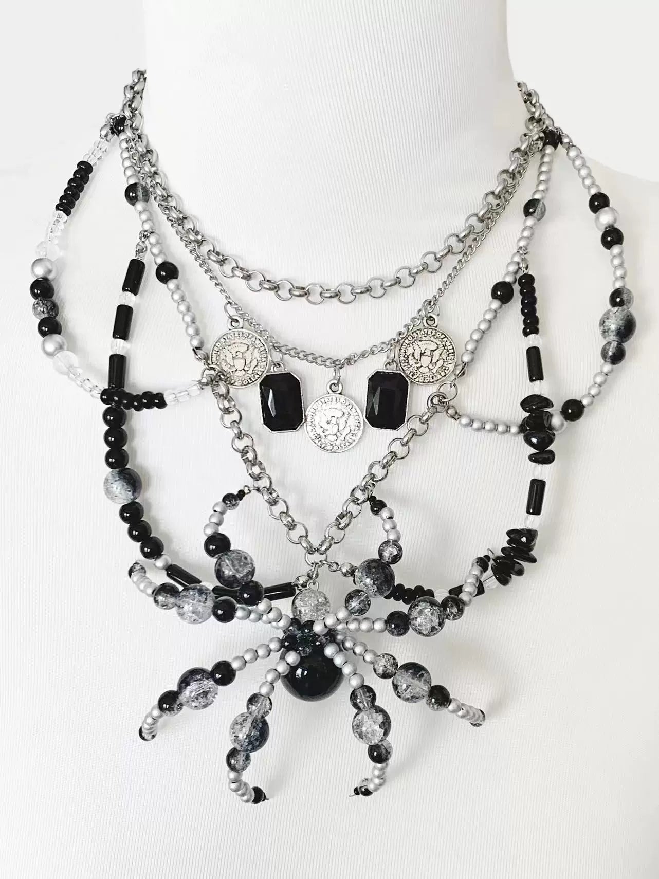 Snow Thorn Spider Necklace Dark Gothic Punk Handmade