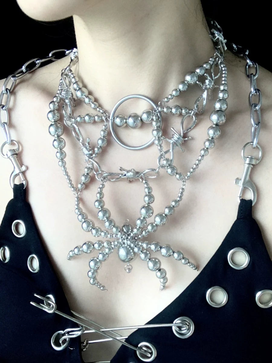 Mercury Spider Necklace Dark Gothic Punk Handmade