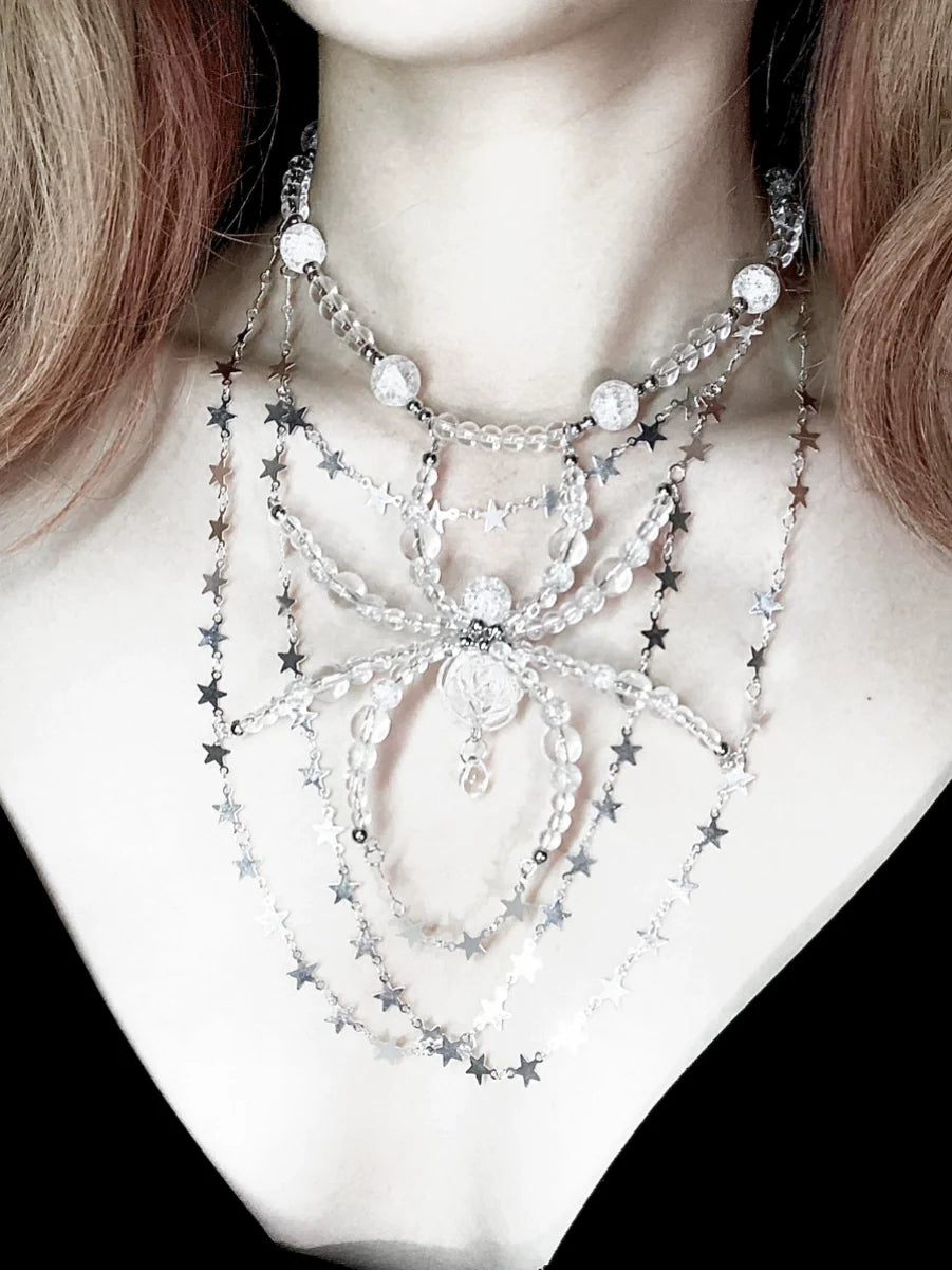 Silver Star Spider Necklace Dark Gothic Punk Handmade