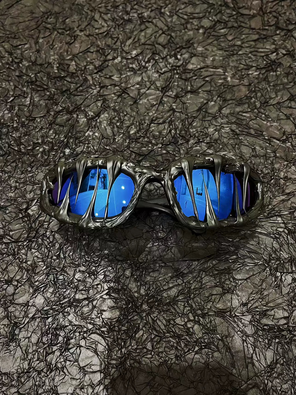 "Eternal Night Ice" Y2K Streetwear Handmade Resin Drip Sunglasses Gothic Cyberpunk Statement