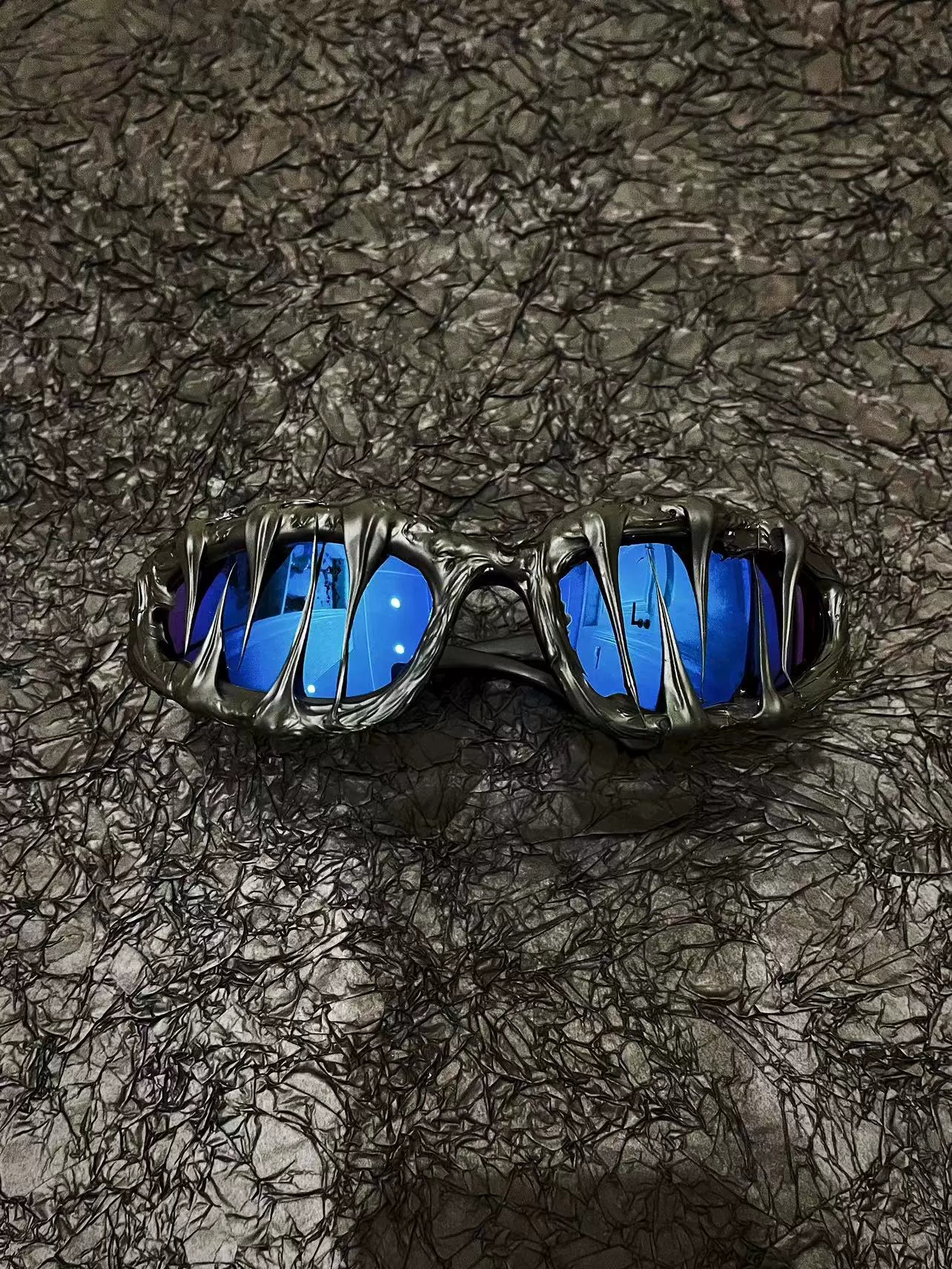 "Eternal Night Ice" Y2K Streetwear Handmade Resin Drip Sunglasses Gothic Cyberpunk Statement