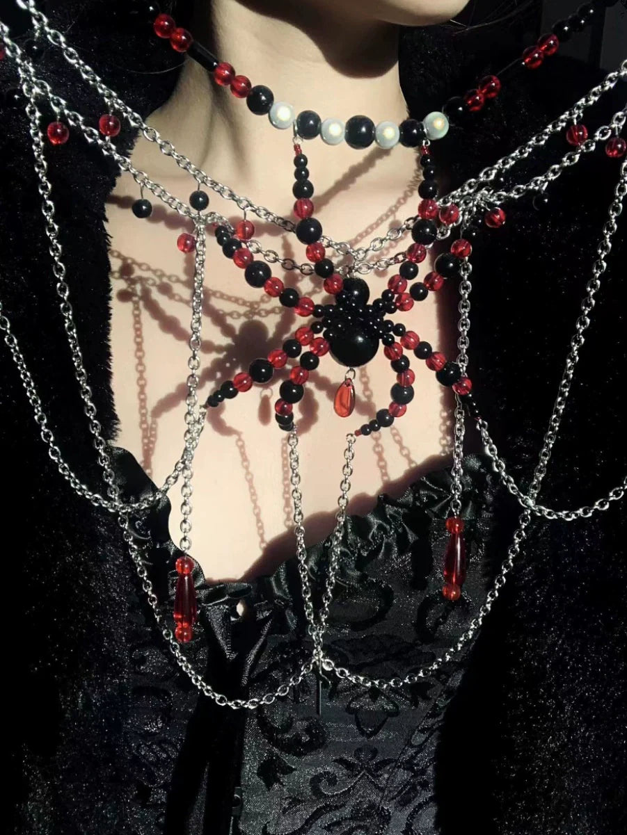 Collar de araña atrincherada estilo gótico punk oscuro hecho a mano