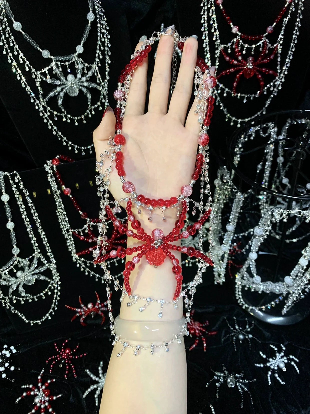 Collana ragno di ghiaccio fatta a mano in stile punk gotico scuro