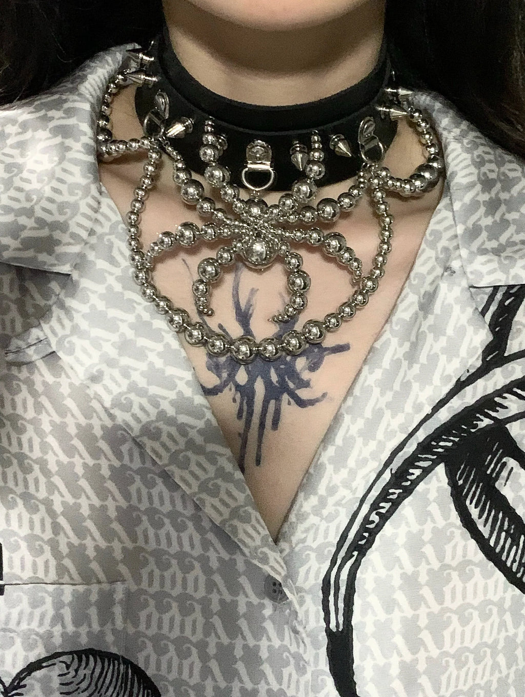 Titanium Spider Necklace Collar Dark Punk Gothic Choker