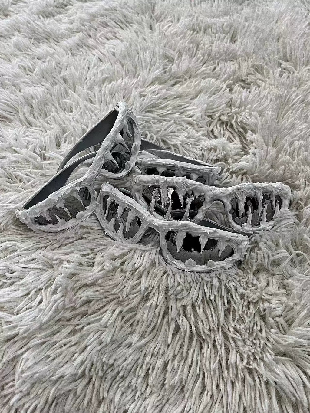 "Polar White" Y2K Streetwear Handmade Resin Drip Sunglasses Gothic Cyberpunk Statement