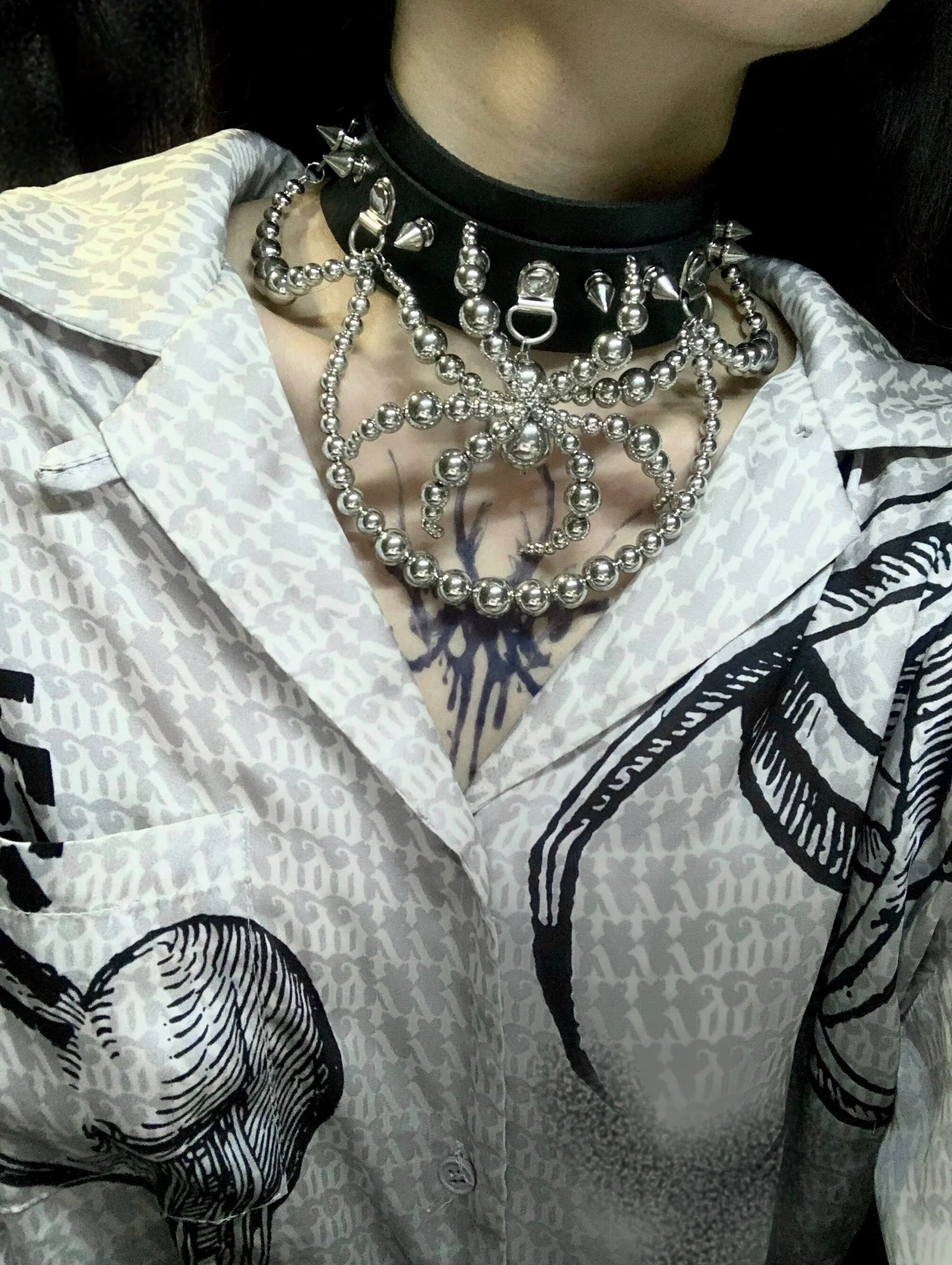 Titanium Spider Necklace Collar Dark Punk Gothic Choker