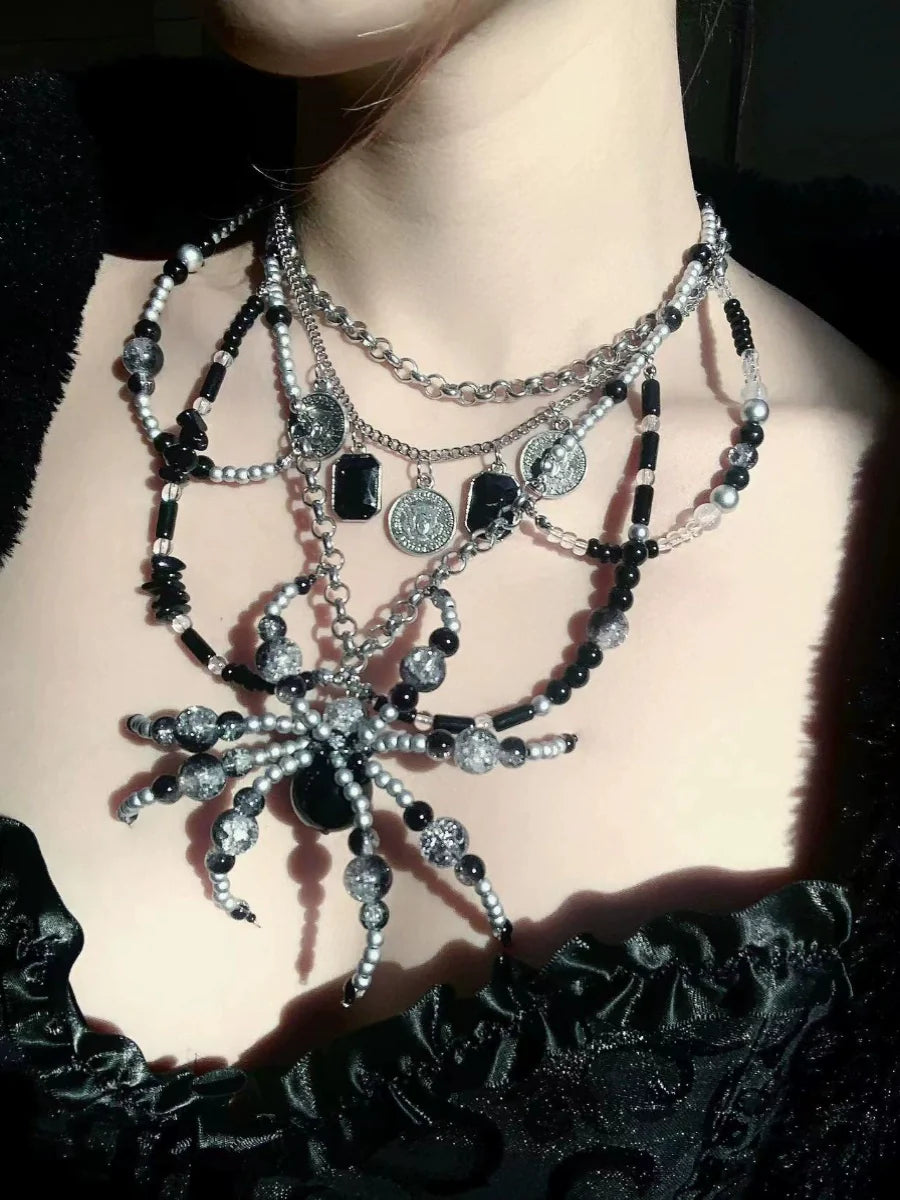 Collana ragno con spine di neve fatta a mano in stile gotico punk scuro