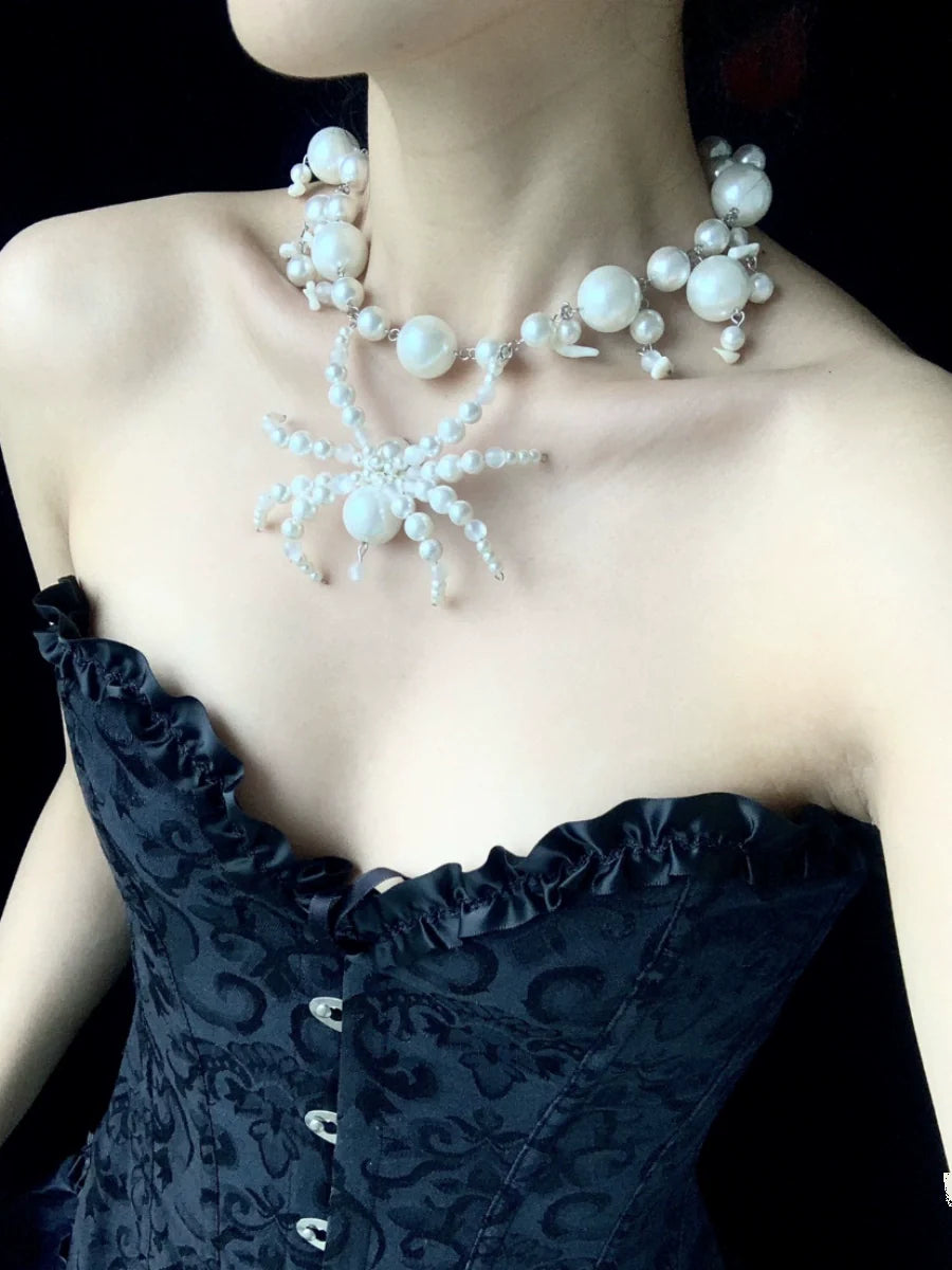 Beads Spider Necklace Dark Gothic Punk Handmade