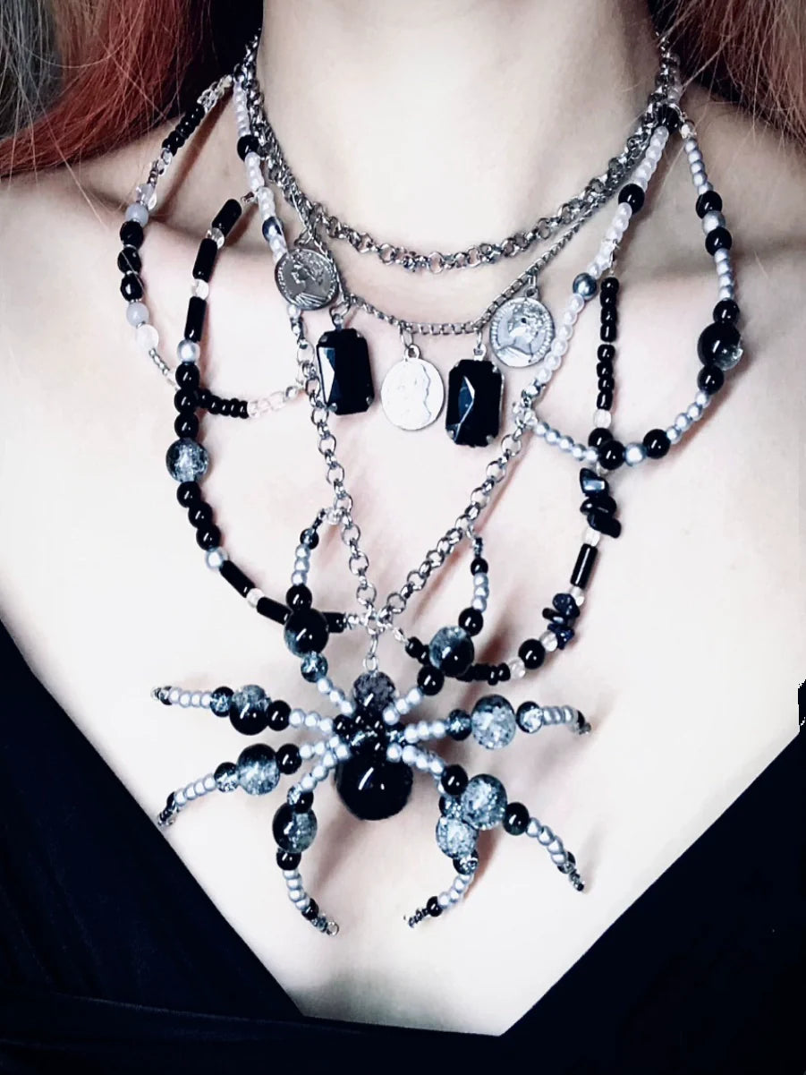 Snow Thorn Spider Necklace Dark Gothic Punk Handmade