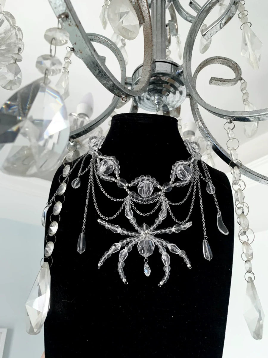 Collar de araña con ojos de cristal, estilo gótico punk oscuro, hecho a mano