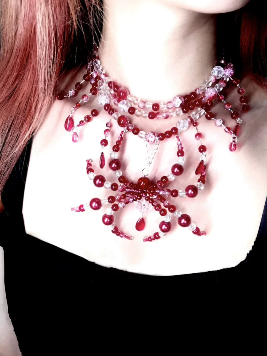 Bloody Night Spider Necklace Dark Gothic Punk Handmade