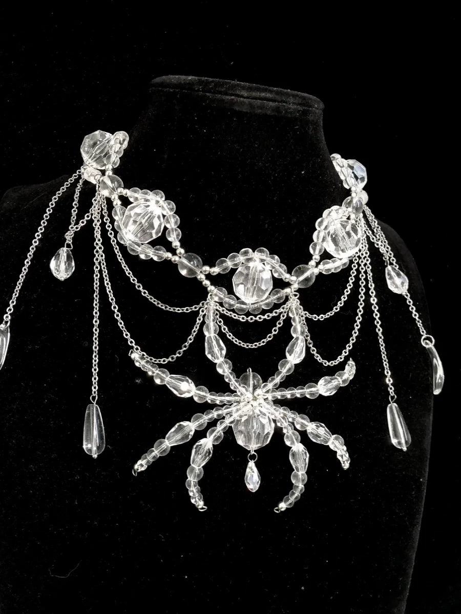 Collar de araña con ojos de cristal, estilo gótico punk oscuro, hecho a mano
